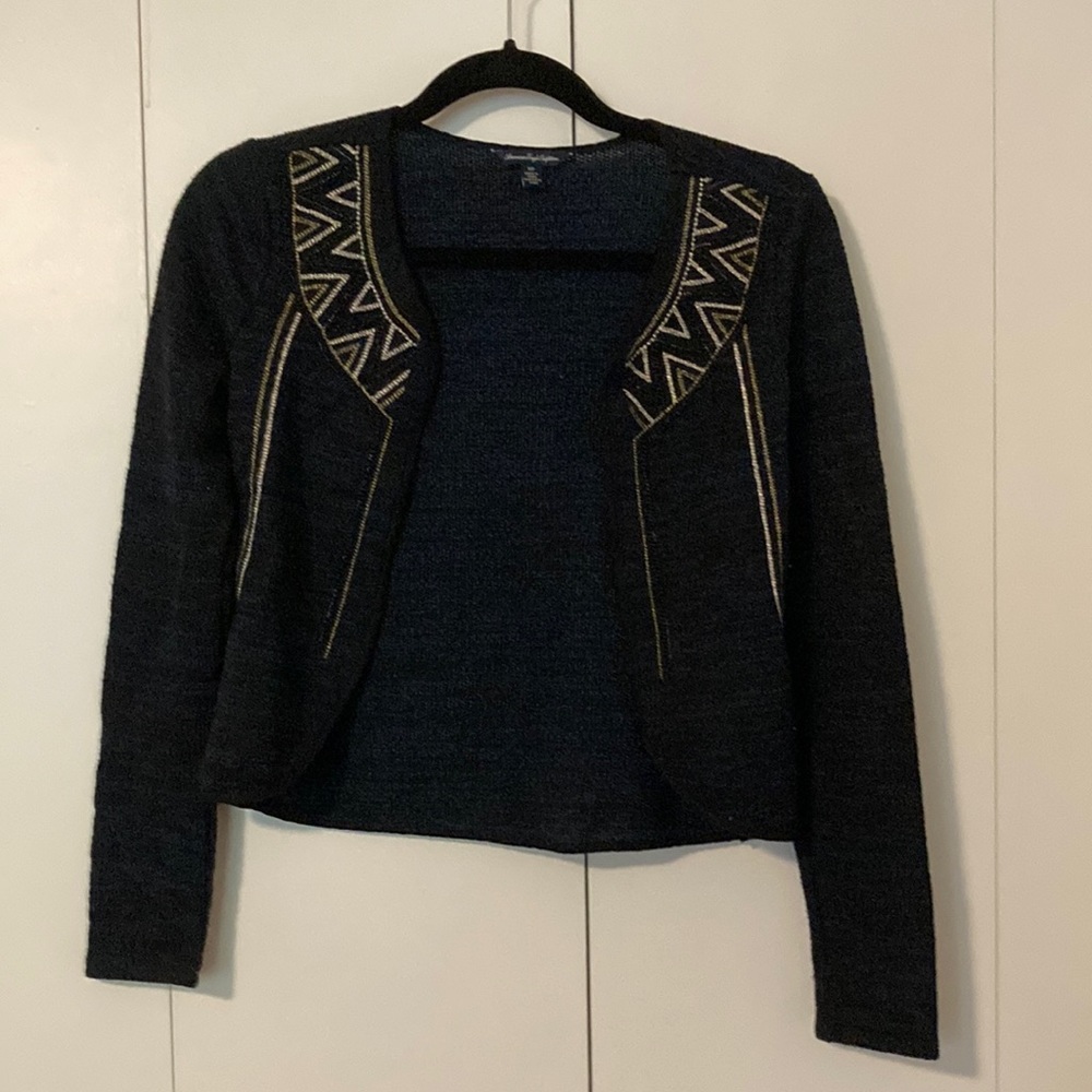 Metallic embroidery sweater